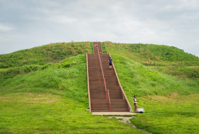 The Cahokia Mounds in Collinsville, Illinois, mark the site of one of the biggest pre-Colombian civilizations in the US.