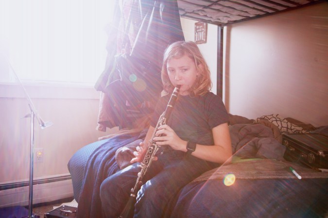 woman playing clarinet