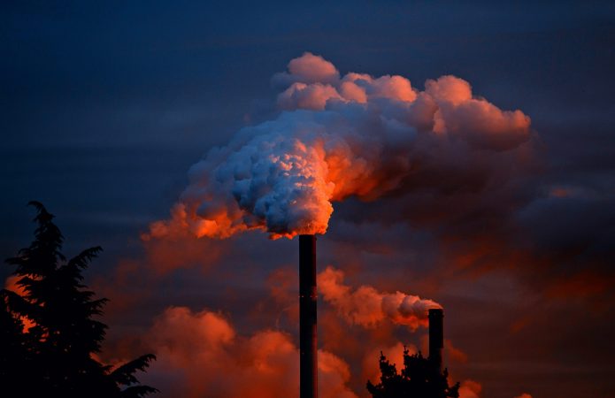 Smoke during sunset.