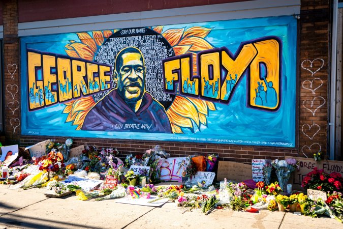 A mural in Minneapolis, Minnesota, commemorates George Floyd, who was killed while being restrained by city police officers in May.