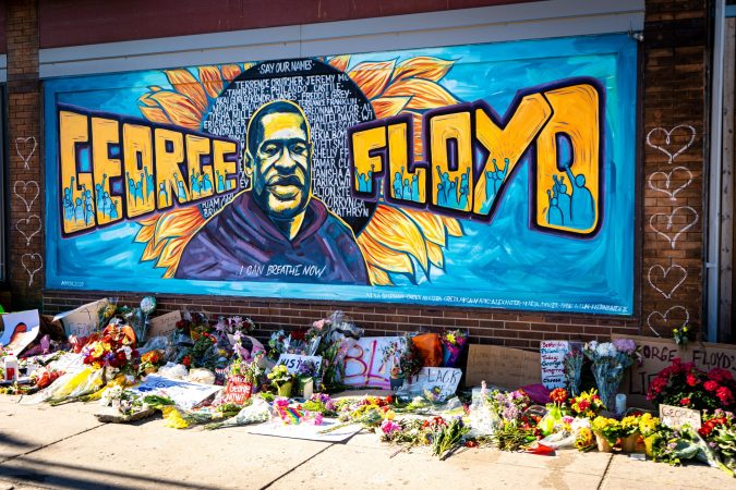 A mural in Minneapolis, Minnesota, commemorates George Floyd, who was killed while being restrained by city police officers in May.