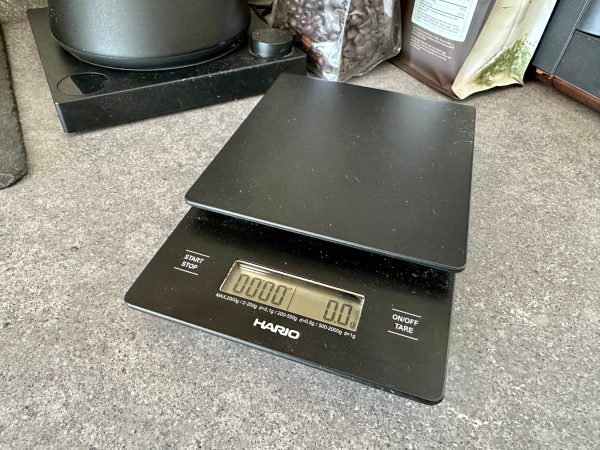  Hario Coffee Scale on a grey counter