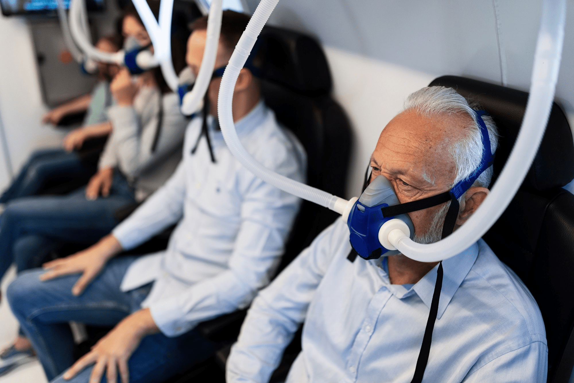 Patients take part in a hyperbaric oxygen therapy trial in Israel.