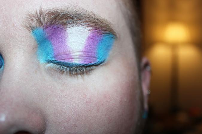 Trans pride eye makeup