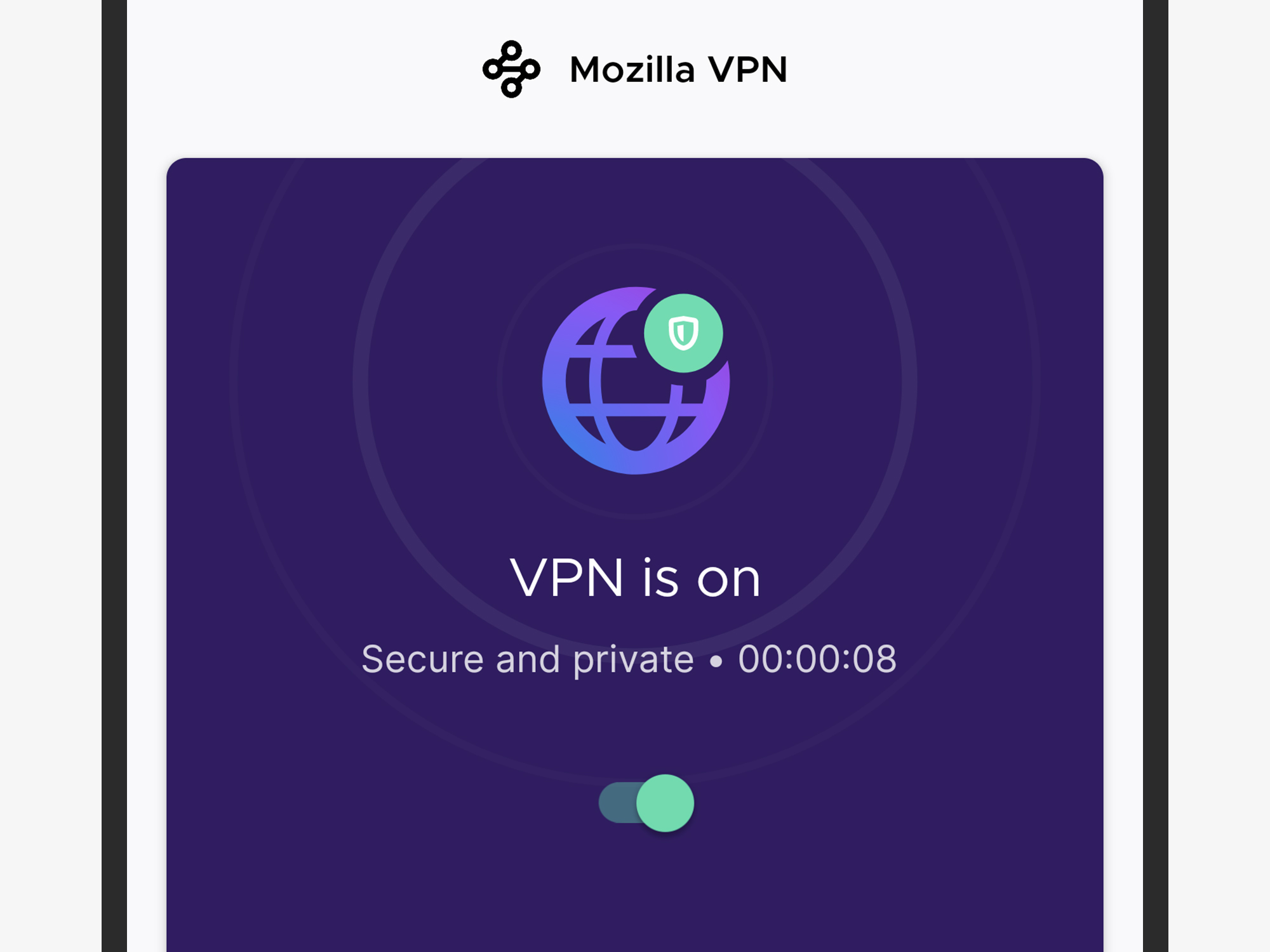 a screenshot of Mozilla VPN