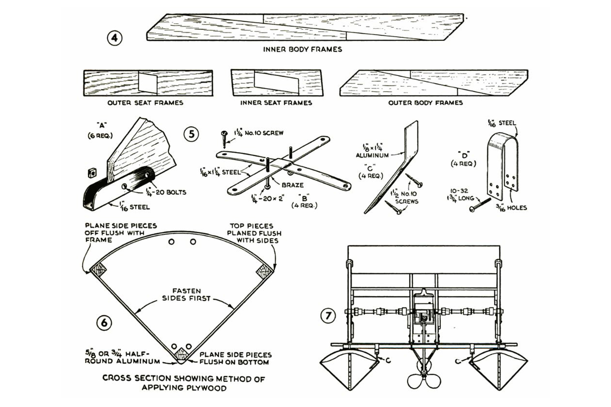 Page 3 of the August 1948 article "Bicycle Boat Build for Two"