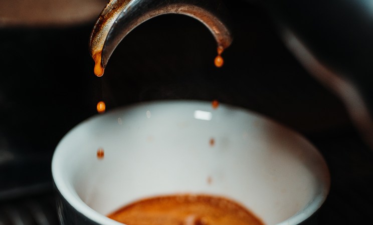 espresso machine with cup underneath