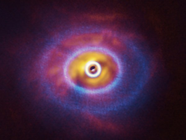 the SPHERE instrument on ESO’s Very Large Telescope have imaged GW Orionis, a triple star system with a peculiar inner region. Unlike the flat planet-forming discs we see around many stars, GW Orionis features a warped disc, deformed by the movements of the three stars at its centre.