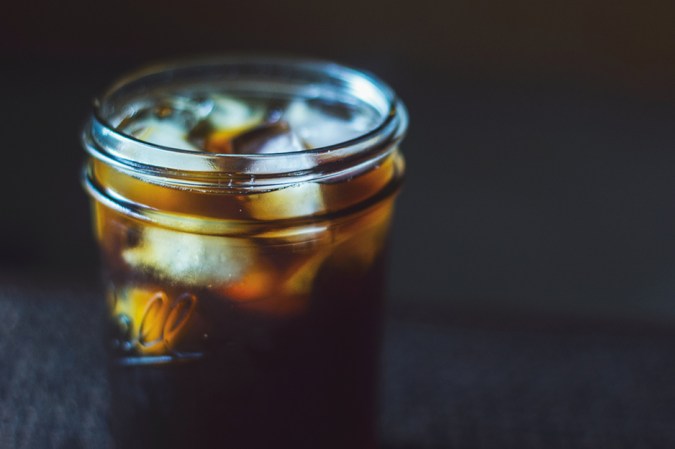 iced coffee in a mason jar