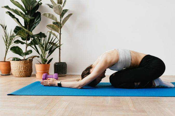 Woman stretching.