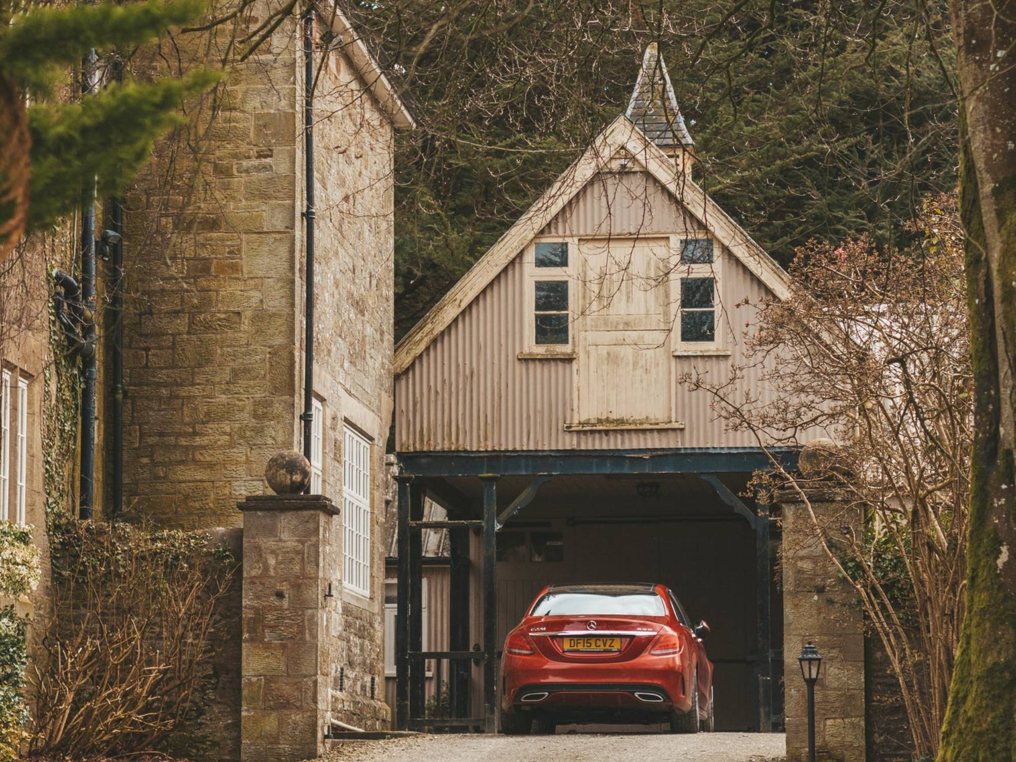 Car in large garage