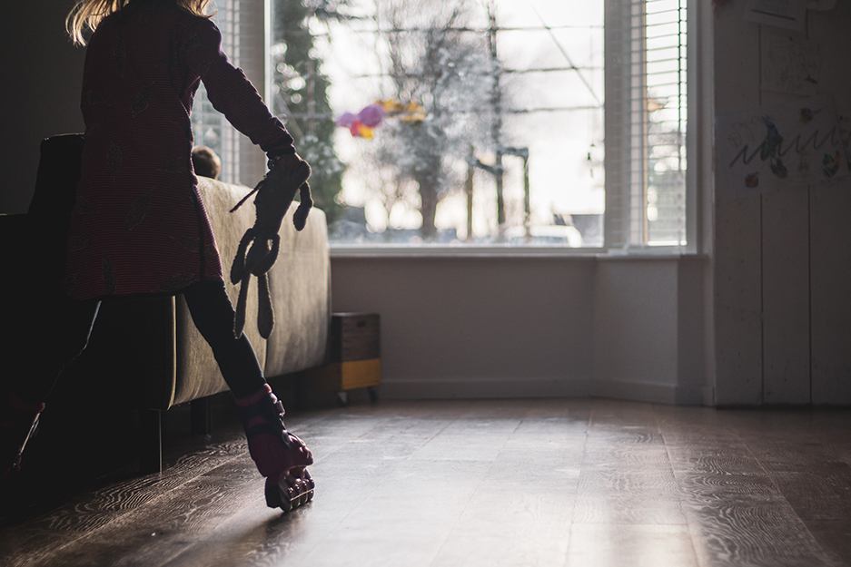 kid on roller skates