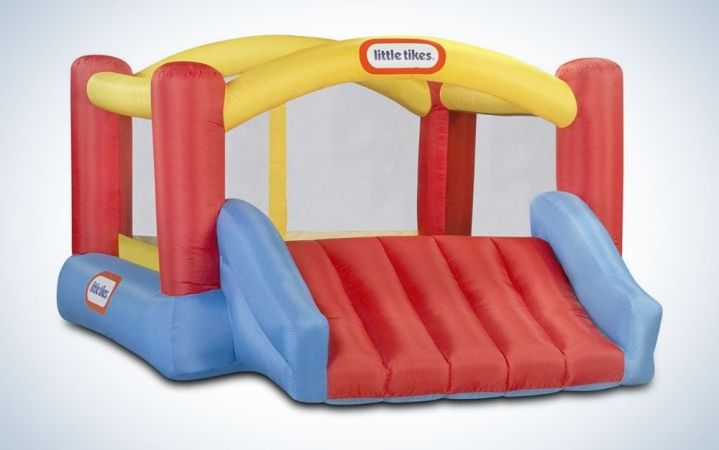  Square, colorful jumper and slider bounce house