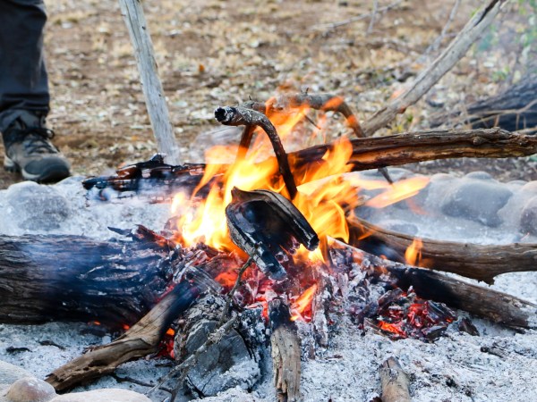 a campfire in a designated fire area