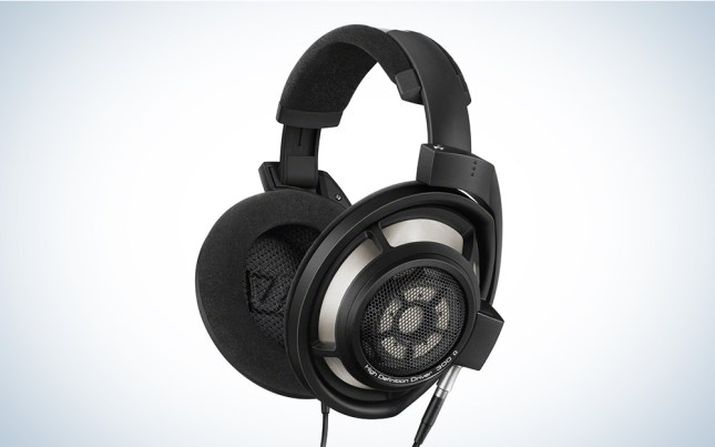 A pair of Sennheiser HD 800 S headphones on a white background