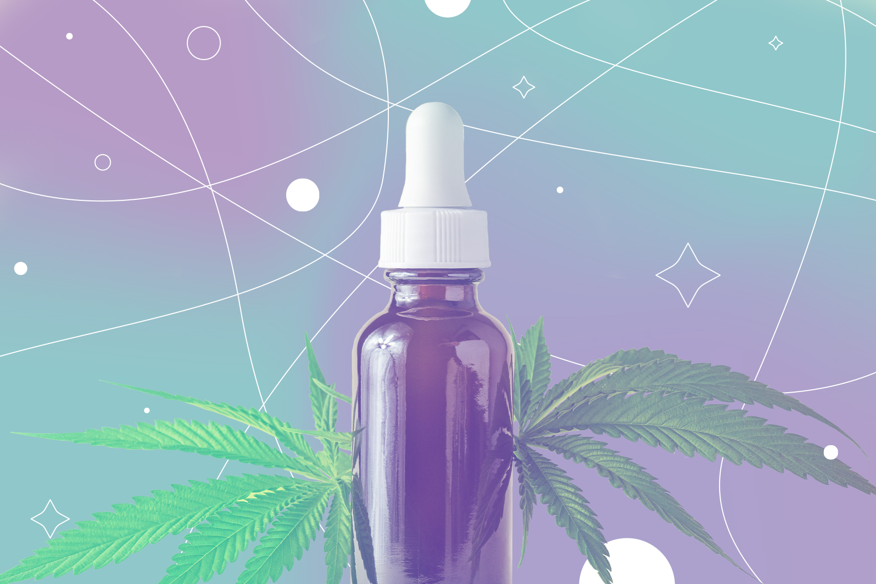 A CBD oil bottle with cannabis or hemp leaves