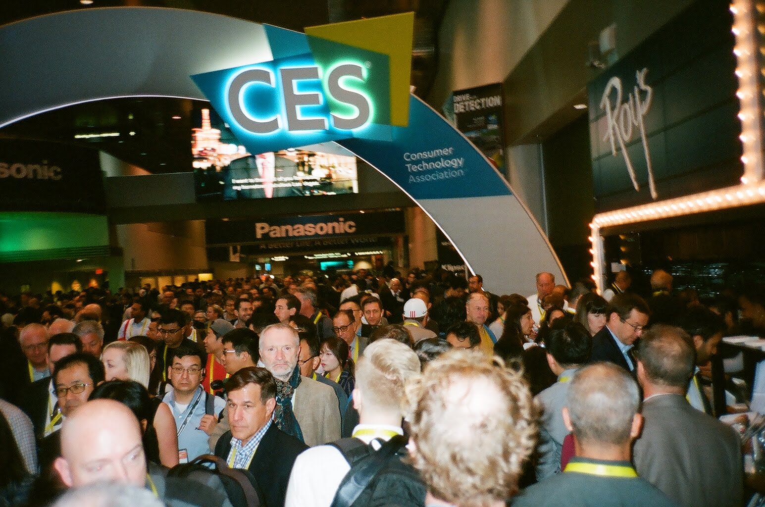 A crowd of people at the consumer electronics show.