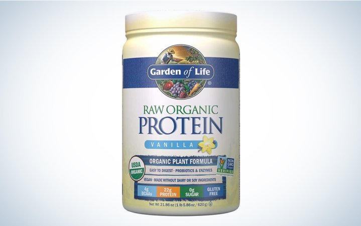  Garden of Life Raw Organic Protein powder with probiotics.