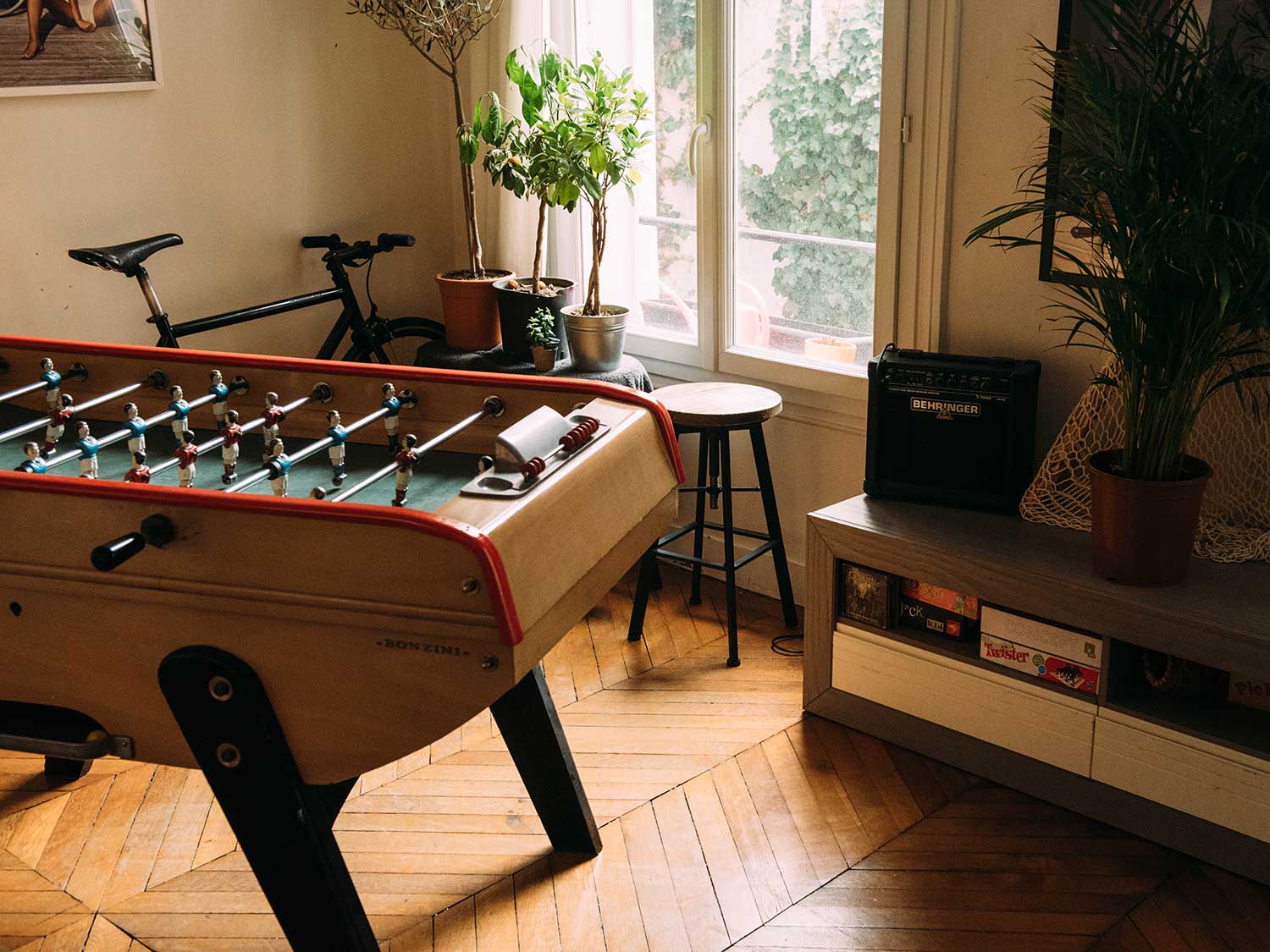 Foosball table in entertainment room.