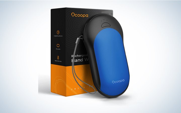  A blue OCOOPA Rechargeable Hand Warmer on a plain background