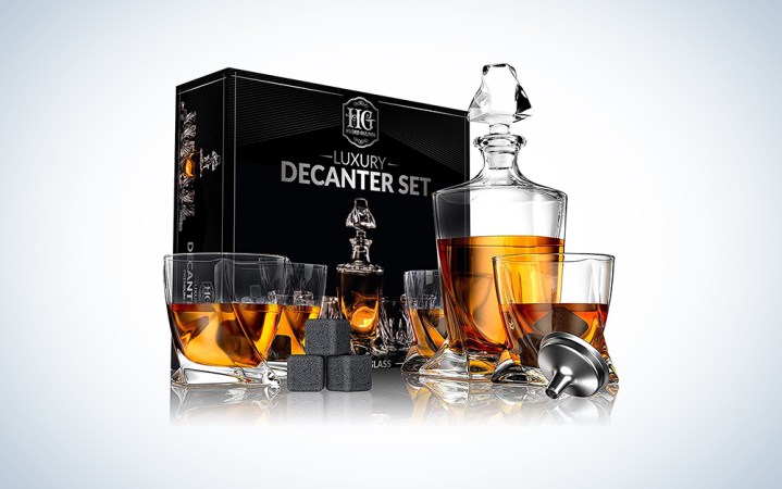  Decanter Set 4 Liquor Glasses