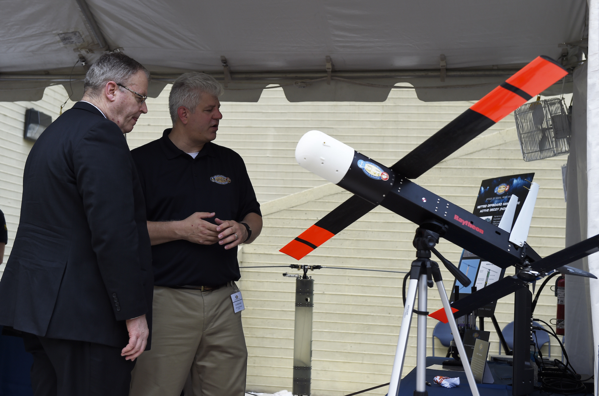 A Raytheon drone on display.