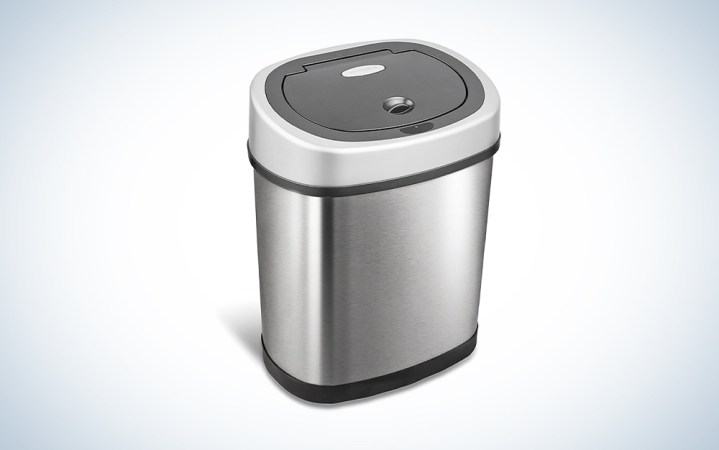 A Ninestars compact silver motion sensor trash can