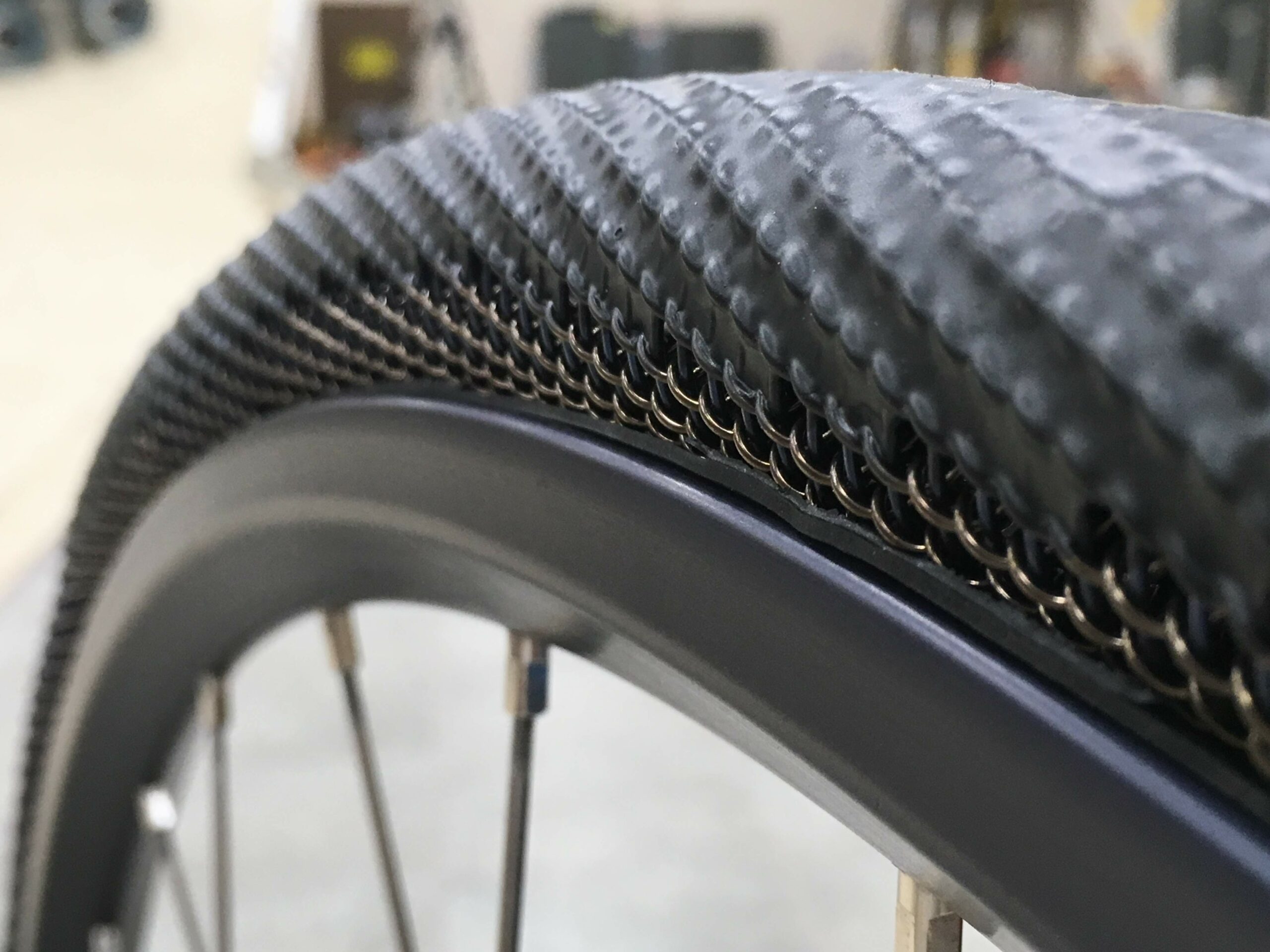 A close-up of the METL tire