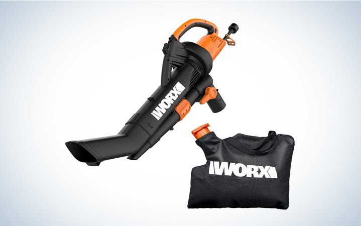  orange and black worx leaf blower/vacuum