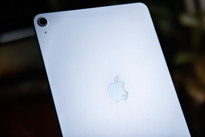 An iPad against a dark background