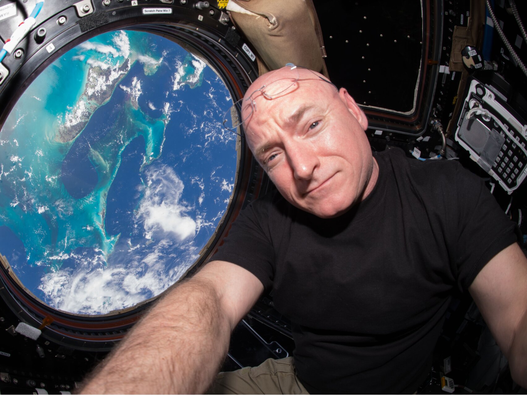 Astronaut Scott Kelly taking a selfie in space