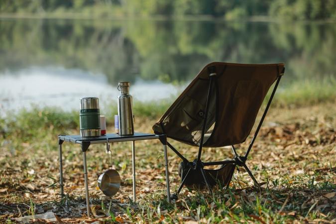 Folding table sitting outside in the nature