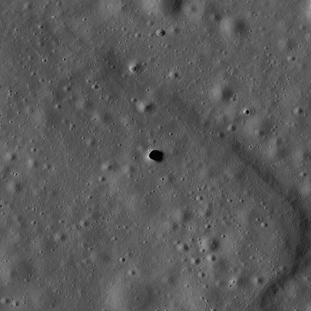 aerial view of the marius hills pit on the moon