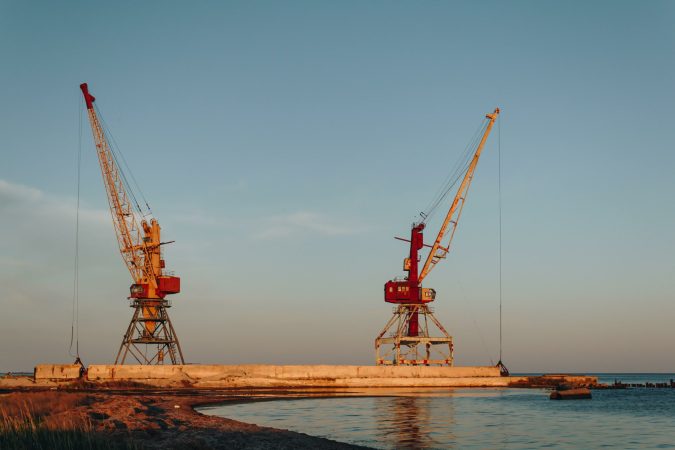 cranes on the waterfront