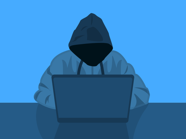 An illustration of a person in a hoodie using a computer Facebook data breach