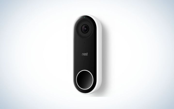  nest black and white wired doorbell camera