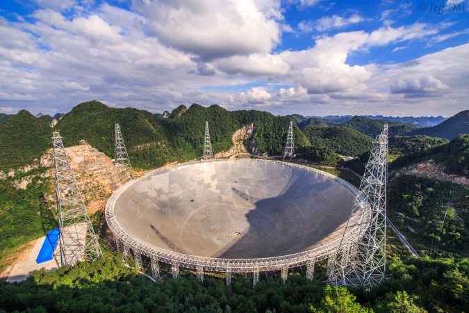 The FAST radio telescope in the Guizhou province of China