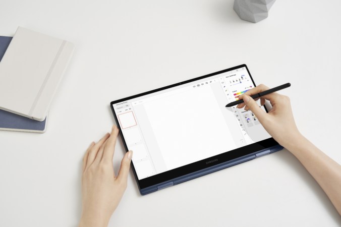 The Galaxy Book Pro 360 in tablet form