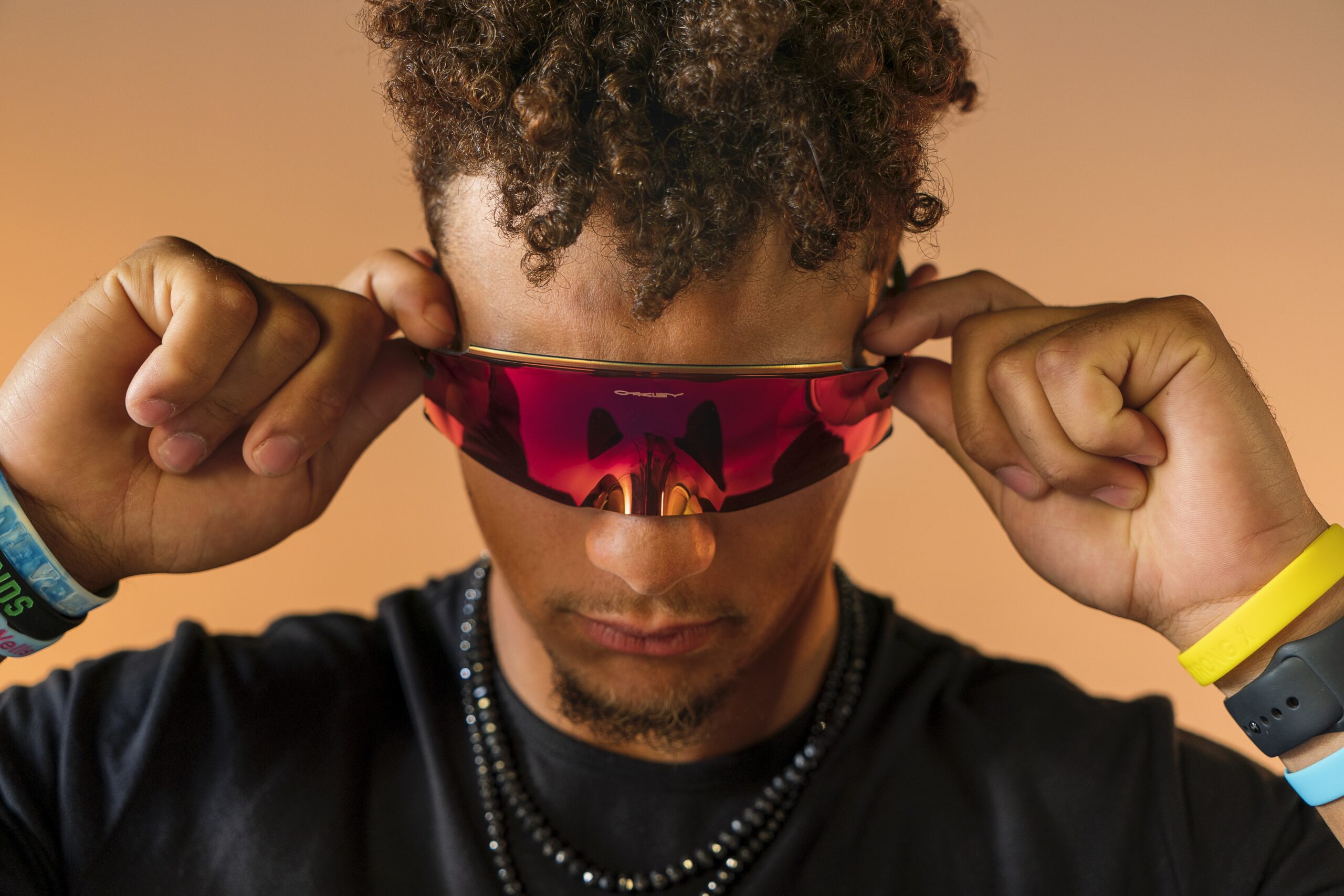 Patrick Mahomes wearing the new Oakley Kato sunglasses