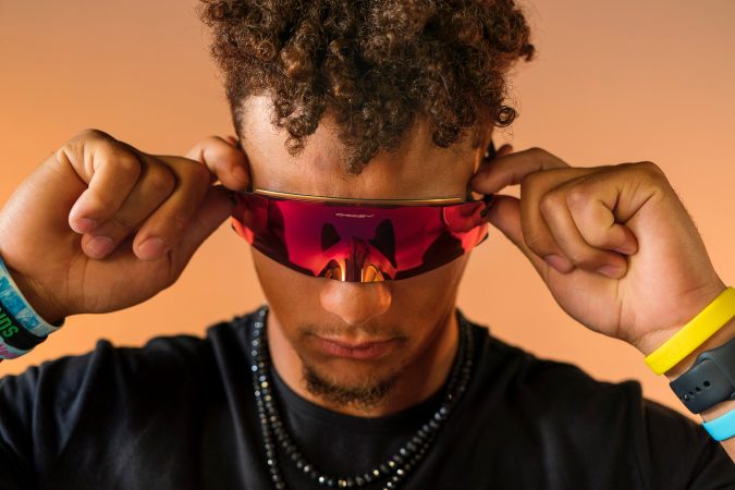 Patrick Mahomes wearing the new Oakley Kato sunglasses