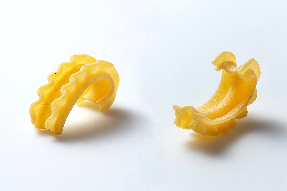 Cascatelli pastas on a white background