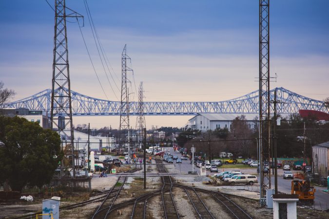 street in new orleans louisana with power lines