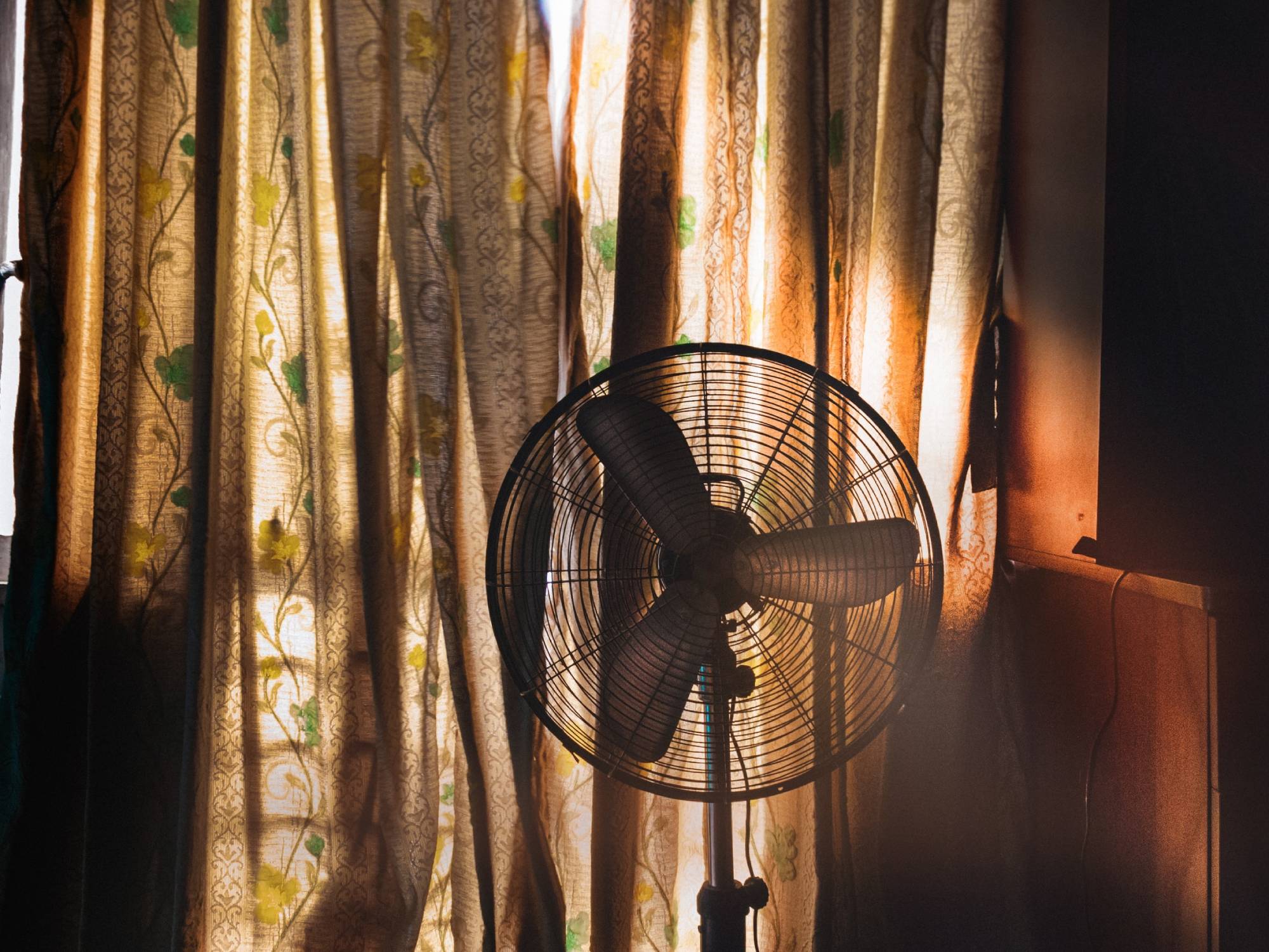 Electrical fan against window