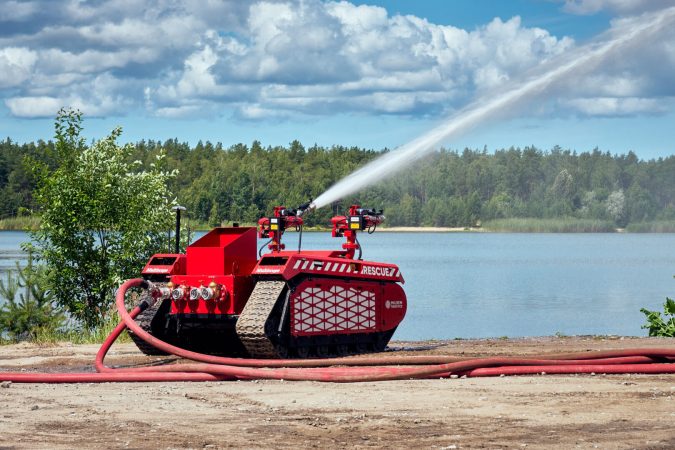 This helpful tank-like robot fights fires, not people