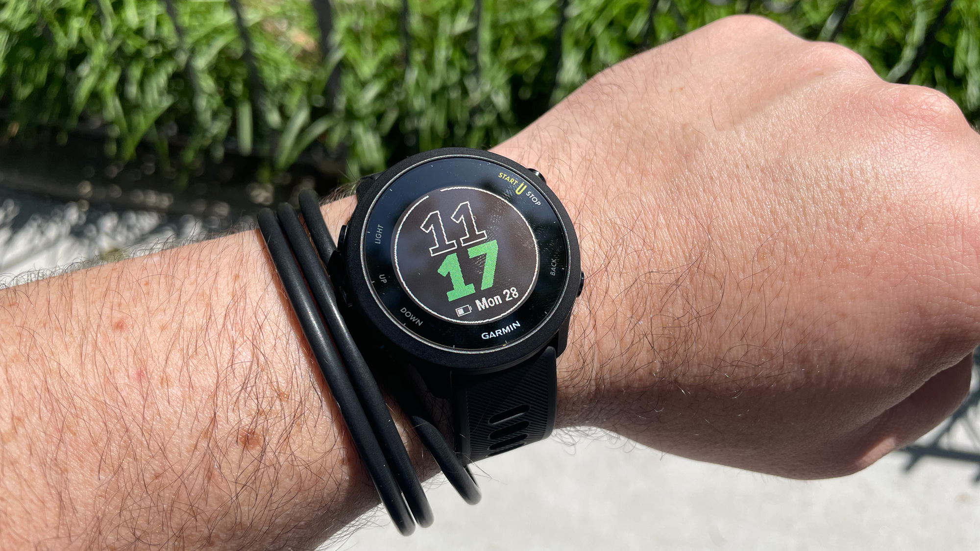 Garmin Forerunner 55 smartwatch on a wrist