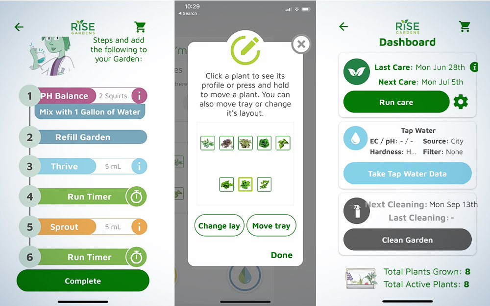 Rise Gardens app screencaps
