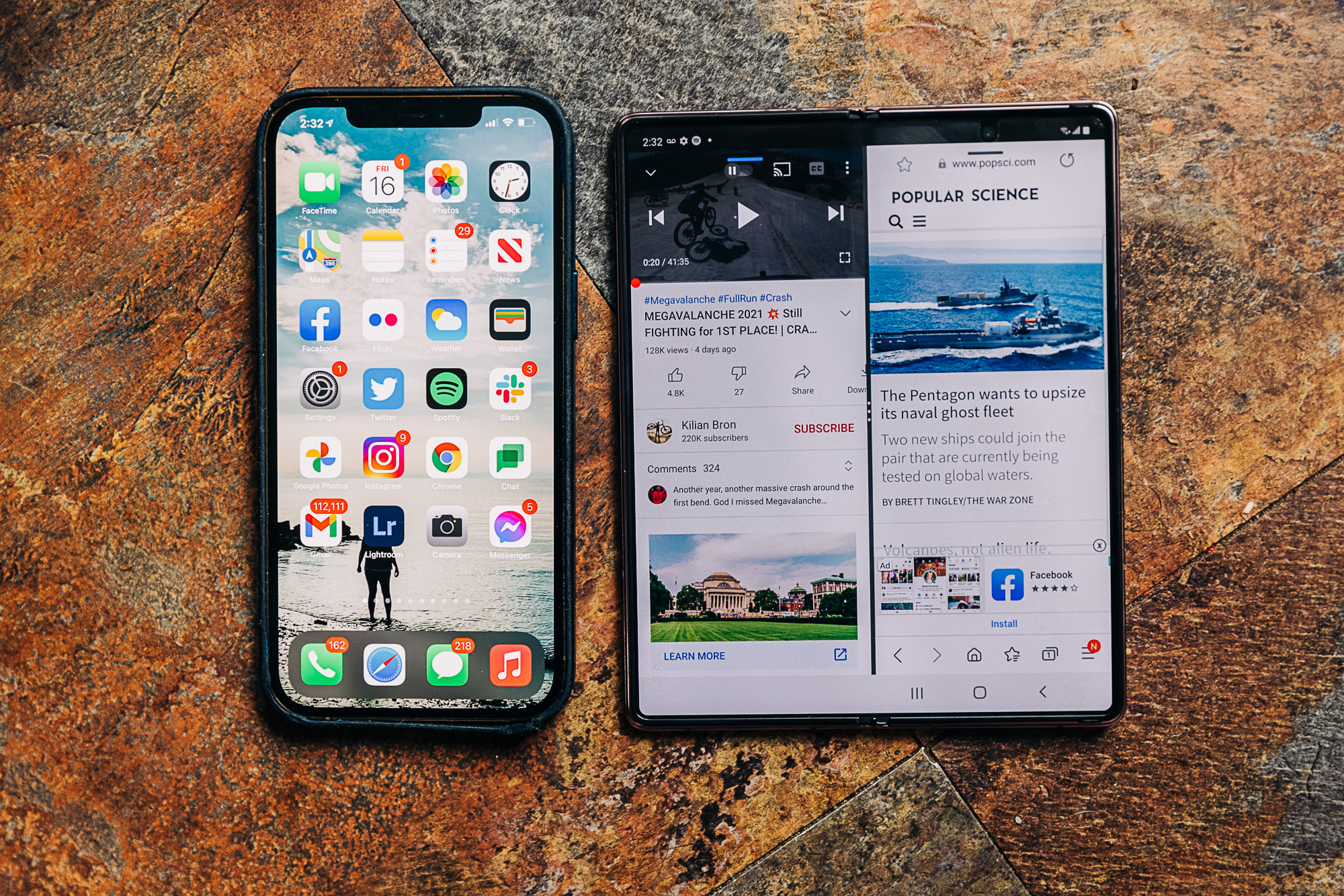 Samsung Galaxy Z Fold 2 compared to iPhone 12 Pro Max