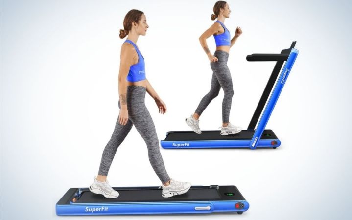  The GoPlus 2 in 1 Folding Treadmill is our pick for best treadmill desk.