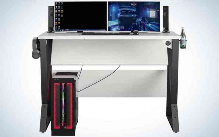  NTENSE Genesis Adjustable Gaming, White Desk