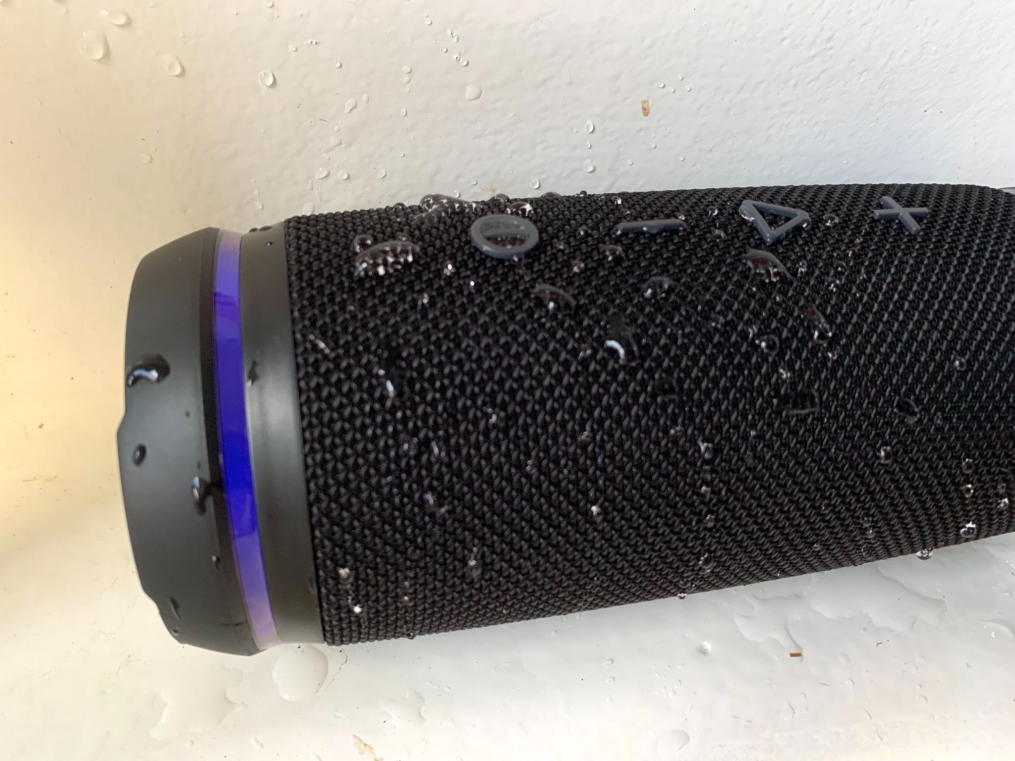 Treblab HD77 covered in water beads